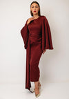 Maisonel Flared Sleeve Drape Pencil Dress, Burgundy
