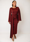 Maisonel Flared Sleeve Drape Pencil Dress, Burgundy