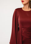 Maisonel Flared Sleeve Drape Pencil Dress, Burgundy
