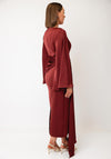 Maisonel Flared Sleeve Drape Pencil Dress, Burgundy