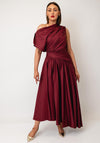 Maisonel Cotton Drape Gathered Dress, Wine