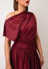 Maisonel Cotton Drape Gathered Dress, Wine