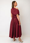 Maisonel Cotton Drape Gathered Dress, Wine