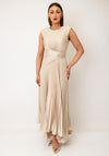Maisonel Plisse Pleated Dress and Scarf, Cream