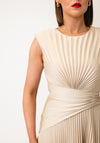 Maisonel Plisse Pleated Dress and Scarf, Cream