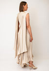 Maisonel Plisse Pleated Dress and Scarf, Cream
