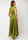 Maisonel Plisse Pleated Dress and Scarf, Green