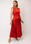 Maisonel Belted Pleated Maxi Dress, Terracotta Orange