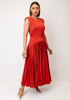 Maisonel Belted Pleated Maxi Dress, Terracotta Orange