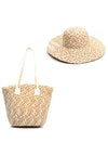 Malissa J Boho Woven Straw Large Tote Bag and Hat, Beige Multi