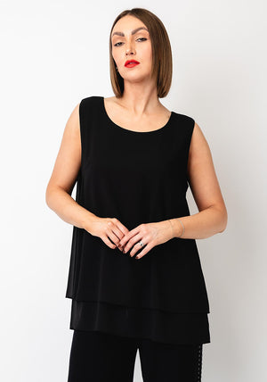 Malissa J One Size Layered Chiffon Top, Black