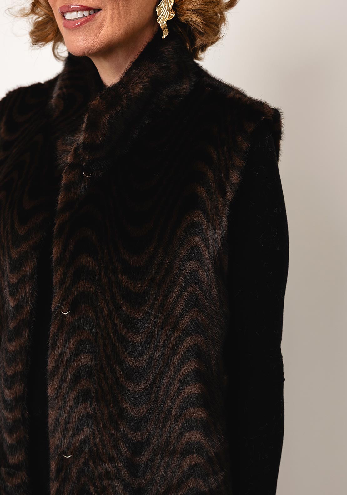 Malissa J One Size Faux Fur Long Gilet, Brown
