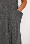 Natalia Collection One Size Flowy Striped Midi Dress, Black
