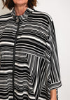 Natalia Collection One Size Ribbed Striped Jacket, Black & White