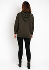 Natalia Collection One Size Embellished Text Knitted Hoodie, Khaki