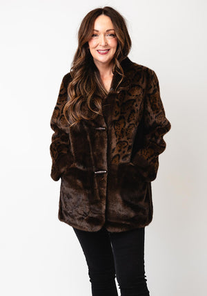 Malissa J Leopard Faux Fur Jacket, Brown