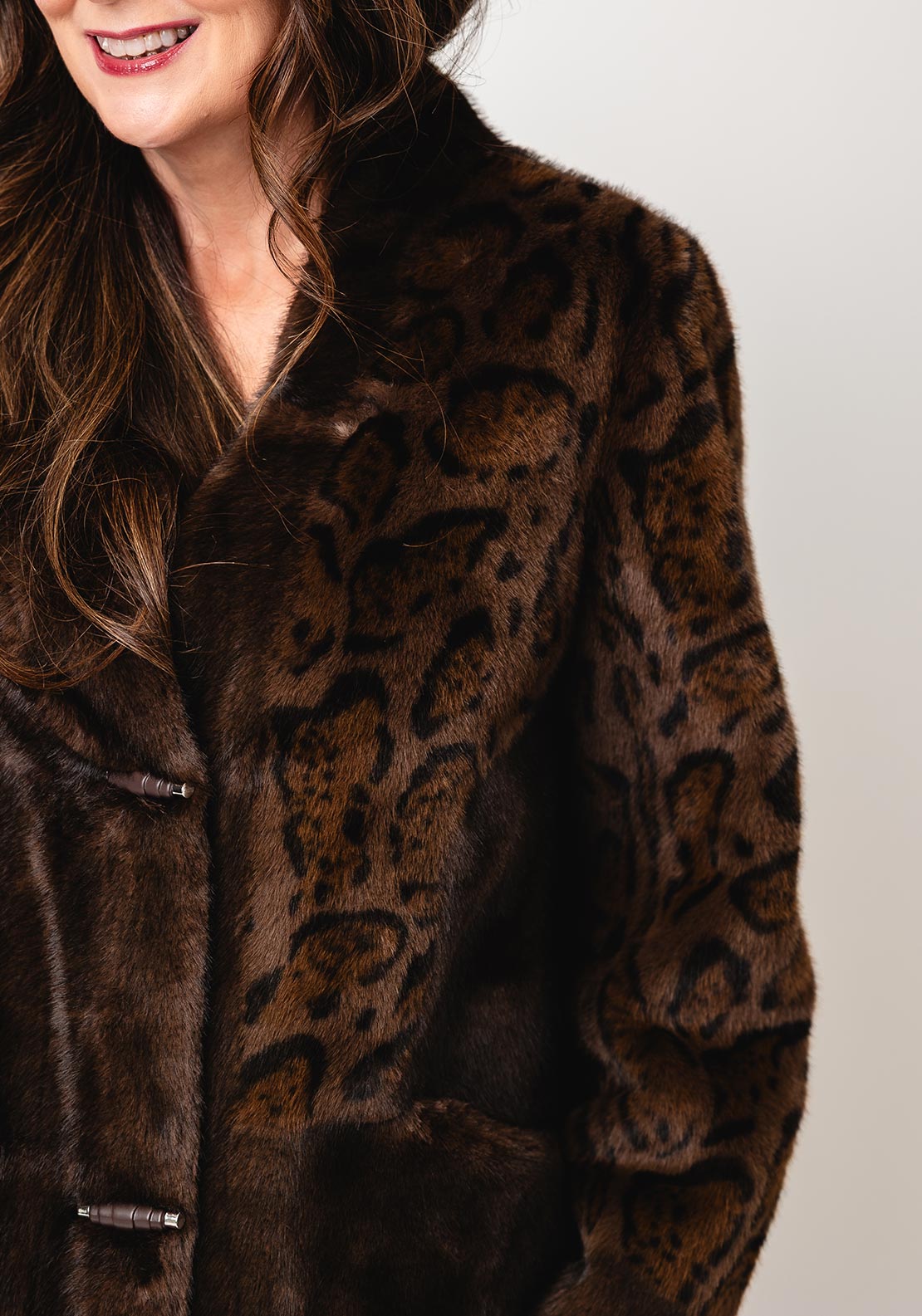 Malissa J Leopard Faux Fur Jacket, Brown