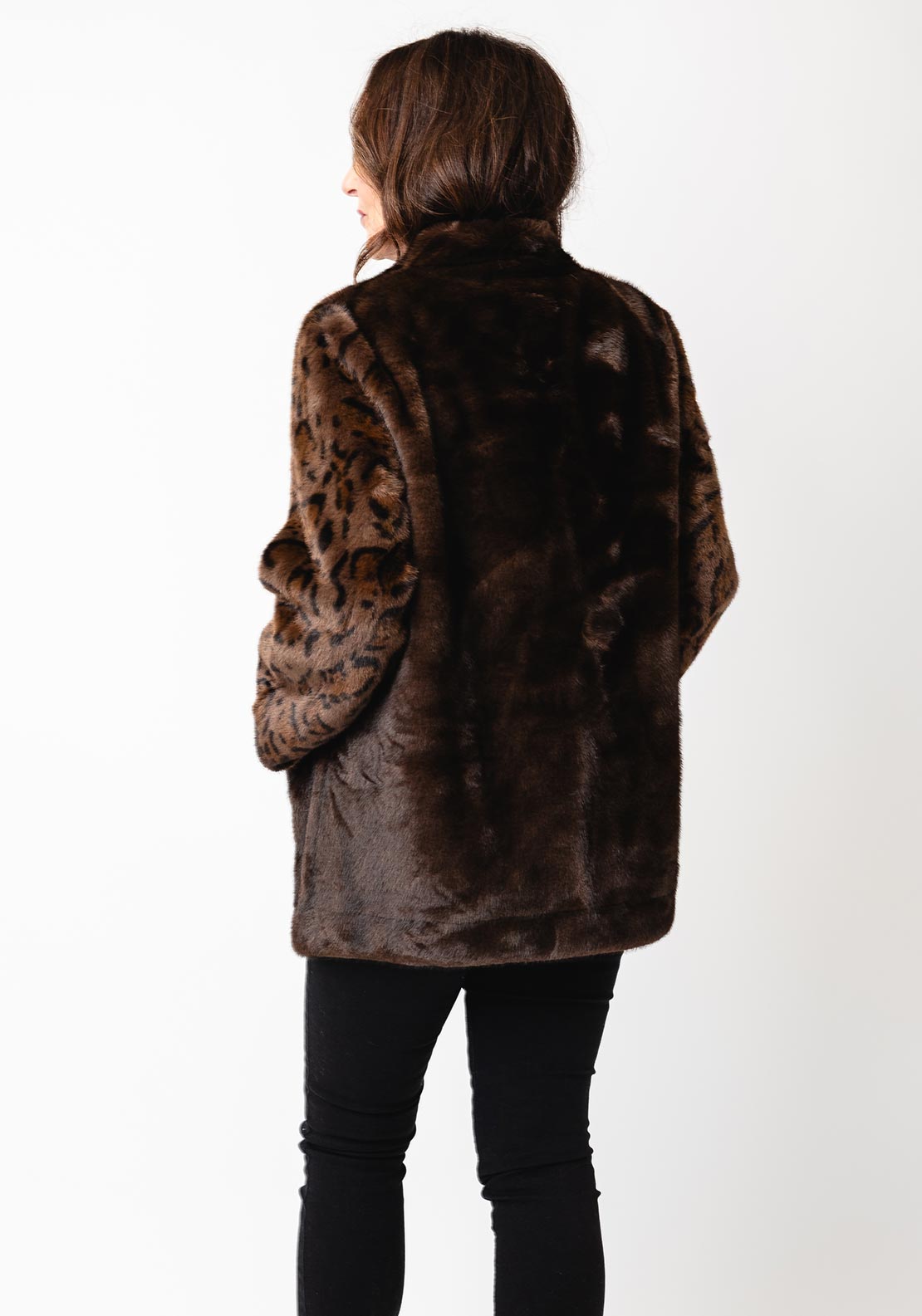Malissa J Leopard Faux Fur Jacket, Brown