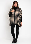 Natalia Collection One Size Houndstooth Cape Style Coat, Beige
