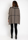 Natalia Collection One Size Houndstooth Cape Style Coat, Beige