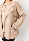 Malissa J One Size Stud Trim Cardigan, Beige