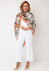 Malissa J Abstract Print Satin Cover Up and Pashmina Set, Orange