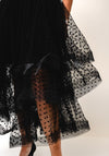 Malissa J One Size Polka Dot Tiered Mesh Skirt, Black