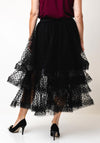 Malissa J One Size Polka Dot Tiered Mesh Skirt, Black