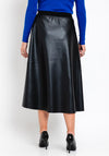 Natalia Collection One Size Faux Leather A-line Midi Skirt, Black