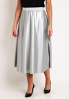 Malissa J One Size Faux Leather A-line Midi Skirt, Silver