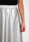 Malissa J One Size Faux Leather A-line Midi Skirt, Silver