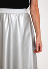 Natalia Collection One Size Faux Leather A-line Midi Skirt, Silver