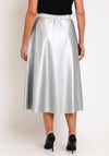 Malissa J One Size Faux Leather A-line Midi Skirt, Silver