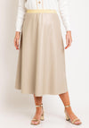 Malissa J One Size Faux Leather A-line Midi Skirt, Stone