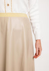 Malissa J One Size Faux Leather A-line Midi Skirt, Stone