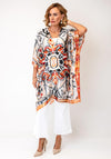 Malissa J Abstract Print Satin Cover Up and Pashmina Set, Orange
