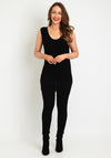Natalia Collection One Size Lace Trim Vest, Black