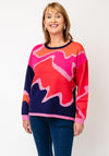 Malissa J One Size Printed Round Neck Jumper, Pink