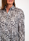 Malissa J One Size Leopard Print Sequin Long Shirt, Grey