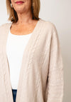 Malissa J One Size Cable Knit Long Cardigan, Beige