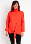 Natalia Collection One Size Tie Detail Sweater, Orange