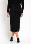 Natalia Collection One Size Sequin Embellished Midi Skirt, Black