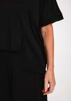 Natalia Collection One Size Asymmetrical Top, Black