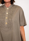 Malissa J One Size Ruched Linen Shirt, Mushroom