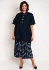 Malissa J One Size Ruched Linen Shirt, Navy
