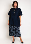 Natalia Collection One Size Ruched Linen Shirt, Navy