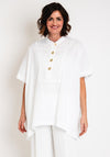 Malissa J One Size Ruched Linen Shirt, White