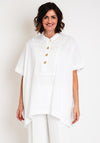 Natalia Collection One Size Ruched Linen Shirt, White