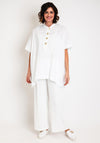 Malissa J One Size Ruched Linen Shirt, White