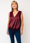 Malissa J One Size V Neck Drawstring Top, Wine